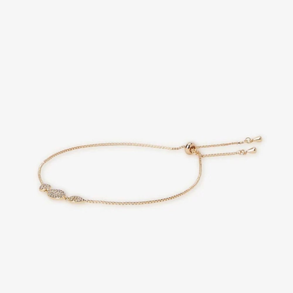 Express Cubic Zirconia 3 Stone Pull Cord Bracelet